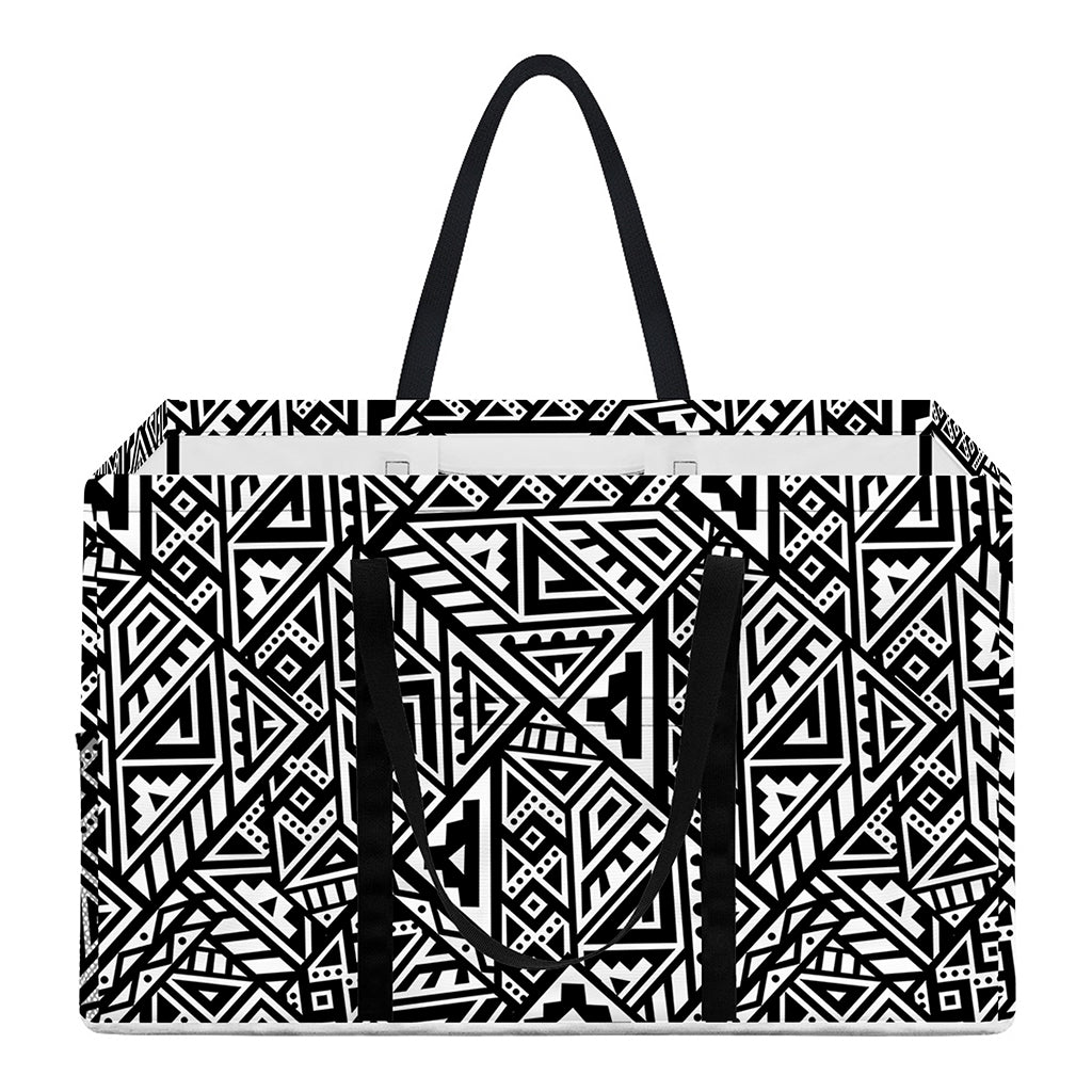 Black And White African Inspired Print Utility Tote Bag