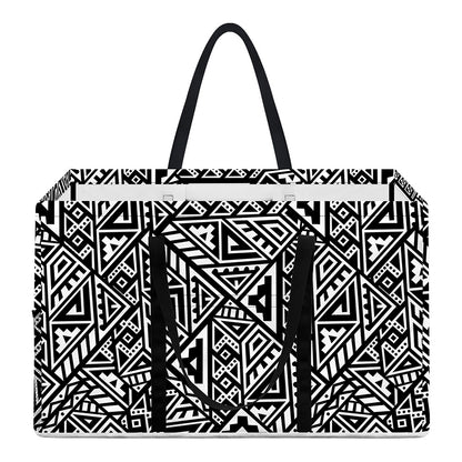 Black And White African Inspired Print Utility Tote Bag