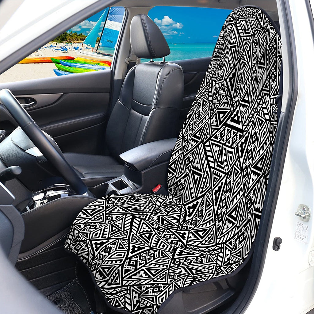 Black And White African Inspired Print Waterproof Car Seat Cover