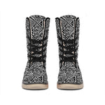 Black And White African Inspired Print Winter Boots