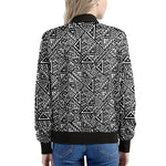 Black And White African Inspired Print Women's Bomber Jacket