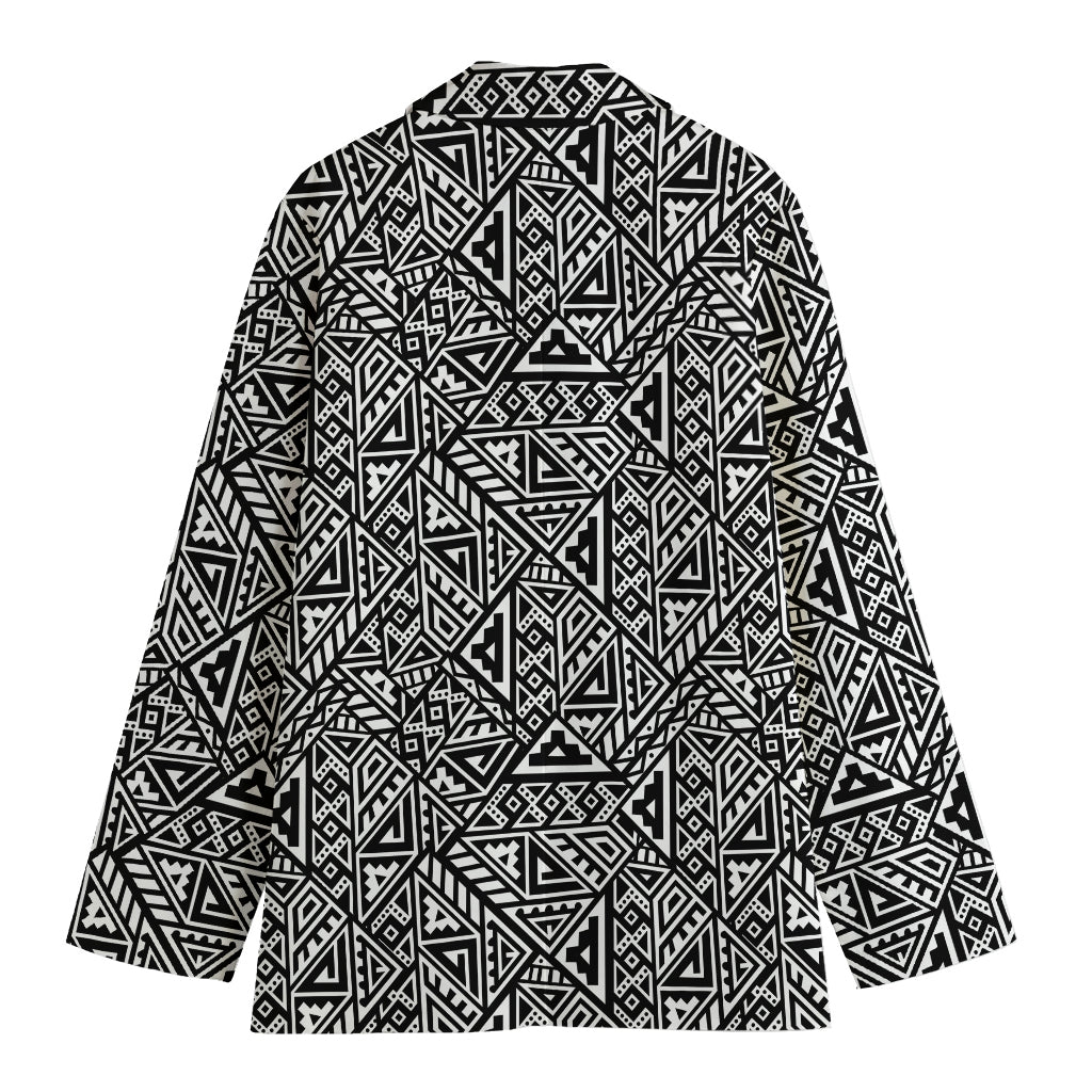 Black And White African Inspired Print Women's Cotton Blazer