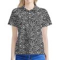 Black And White African Inspired Print Women's Polo Shirt