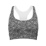 Black And White African Inspired Print Women's Sports Bra