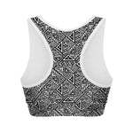 Black And White African Inspired Print Women's Sports Bra