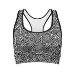 Black And White African Inspired Print Women's Sports Bra