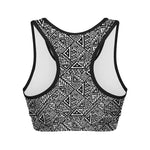 Black And White African Inspired Print Women's Sports Bra