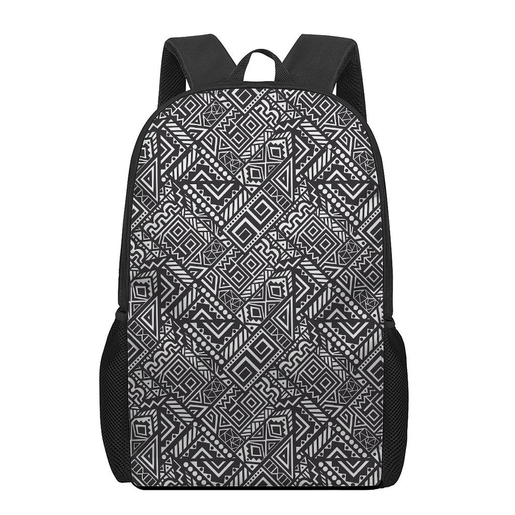 Black And White African Tribal Print 17 Inch Backpack
