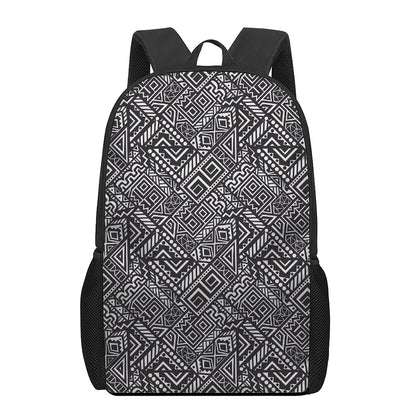 Black And White African Tribal Print 17 Inch Backpack