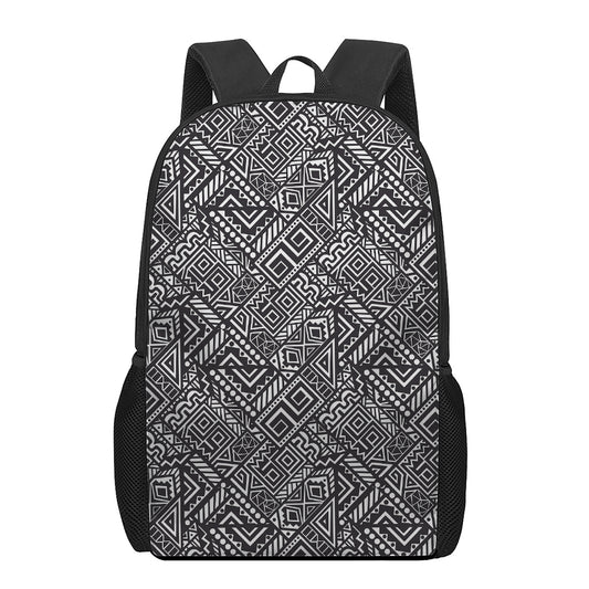 Black And White African Tribal Print 17 Inch Backpack
