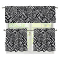 Black And White African Tribal Print 3 Piece Kitchen Curtains