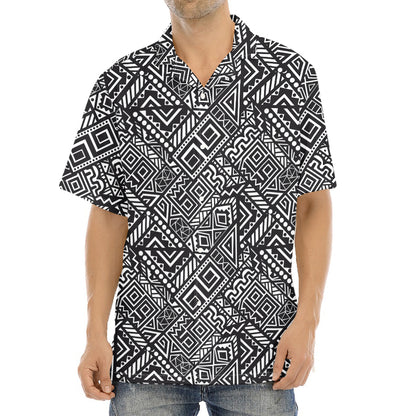 Black And White African Tribal Print Aloha Shirt