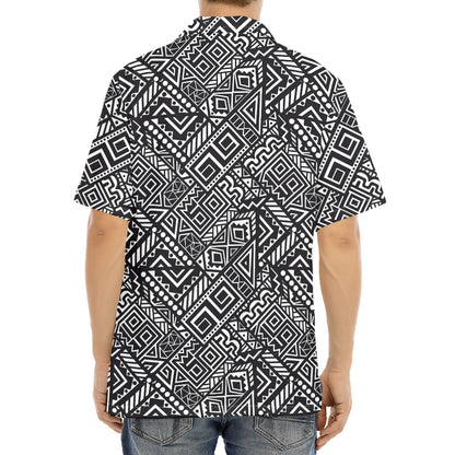 Black And White African Tribal Print Aloha Shirt