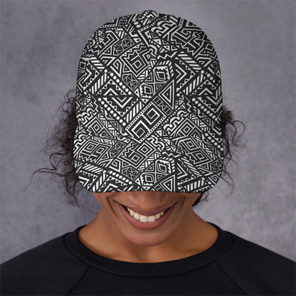 Black And White African Tribal Print Baseball Cap