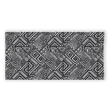 Black And White African Tribal Print Beach Towel