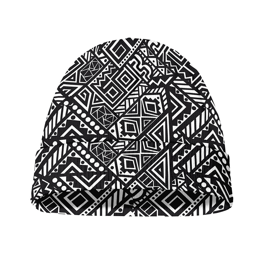 Black And White African Tribal Print Beanie