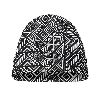 Black And White African Tribal Print Beanie