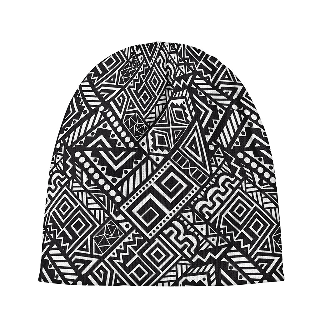 Black And White African Tribal Print Beanie