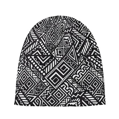Black And White African Tribal Print Beanie
