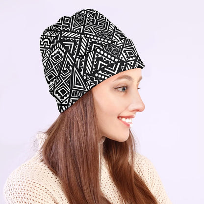 Black And White African Tribal Print Beanie