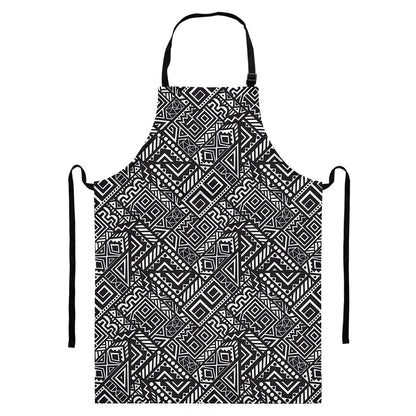 Black And White African Tribal Print Bib Apron With Pocket