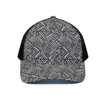 Black And White African Tribal Print Black Mesh Trucker Cap