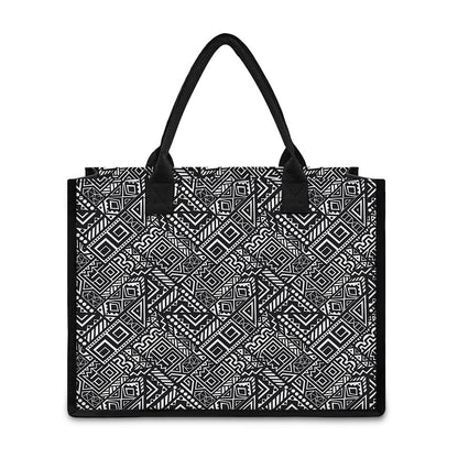 Black And White African Tribal Print Canvas Tote Bag