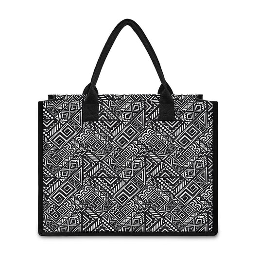 Black And White African Tribal Print Canvas Tote Bag