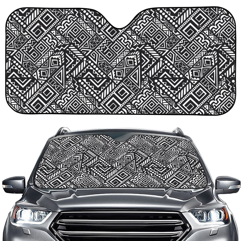 Black And White African Tribal Print Car Windshield Sun Shade