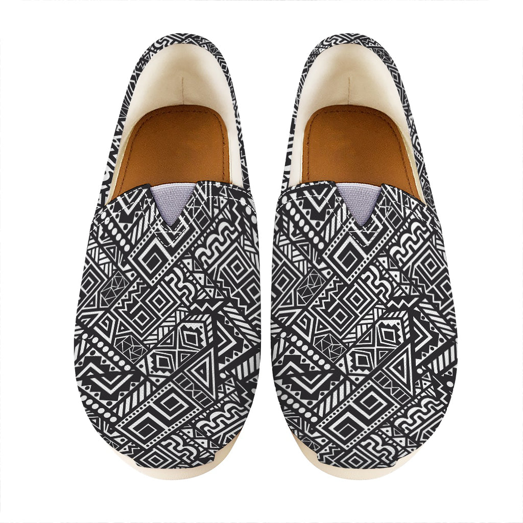 Black And White African Tribal Print Casual Shoes