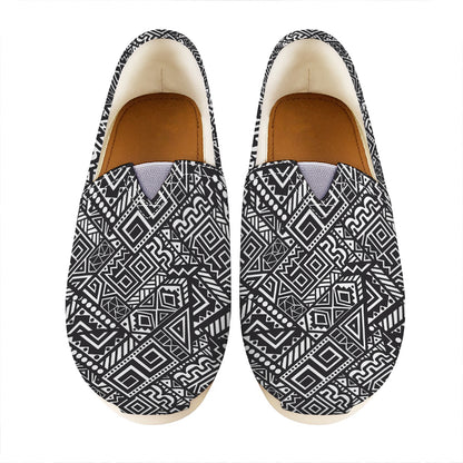 Black And White African Tribal Print Casual Shoes