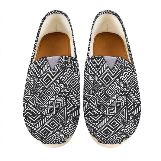 Black And White African Tribal Print Casual Shoes