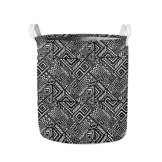 Black And White African Tribal Print Collapsible Laundry Basket