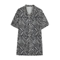 Black And White African Tribal Print Cotton Hawaiian Shirt