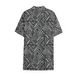 Black And White African Tribal Print Cotton Hawaiian Shirt