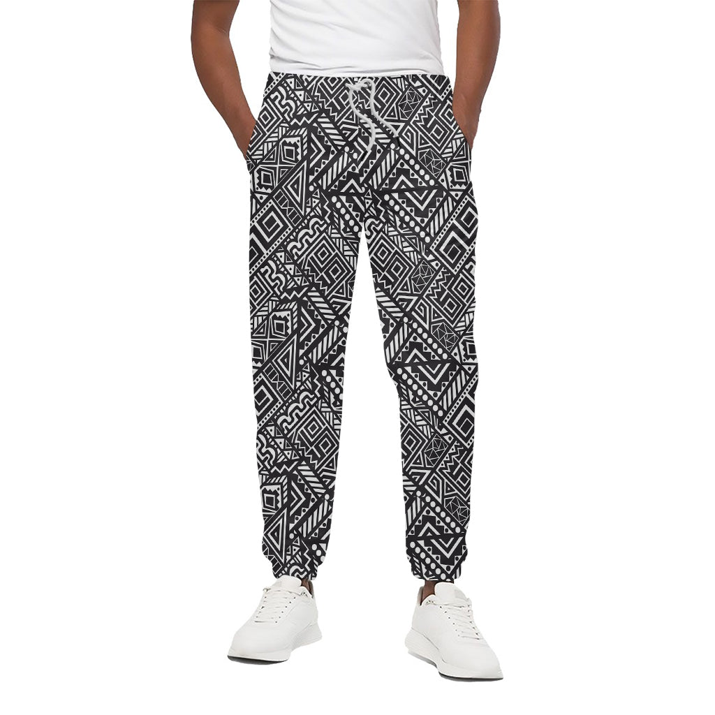 Black And White African Tribal Print Cotton Pants