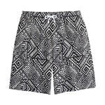 Black And White African Tribal Print Cotton Shorts