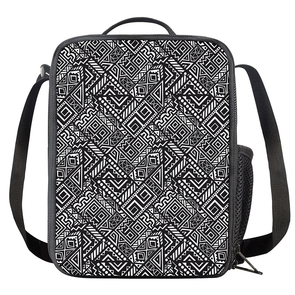 Black And White African Tribal Print Crossbody Lunch Bag