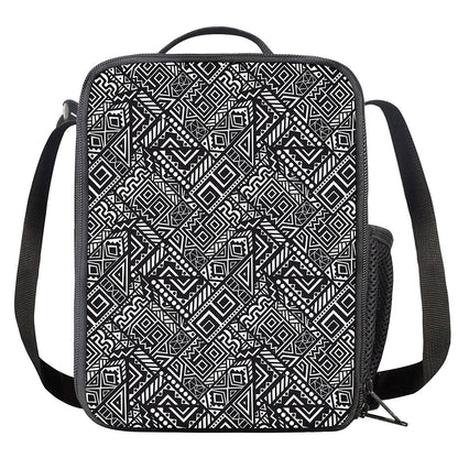 Black And White African Tribal Print Crossbody Lunch Bag