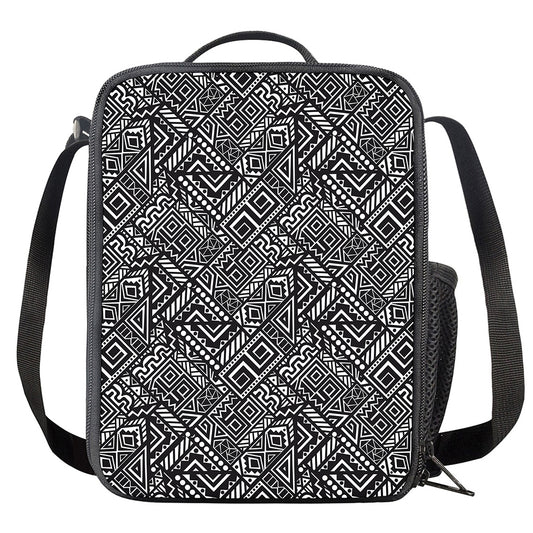 Black And White African Tribal Print Crossbody Lunch Bag
