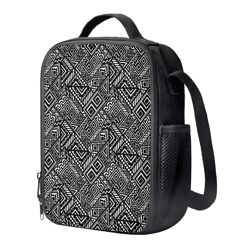 Black And White African Tribal Print Crossbody Lunch Bag