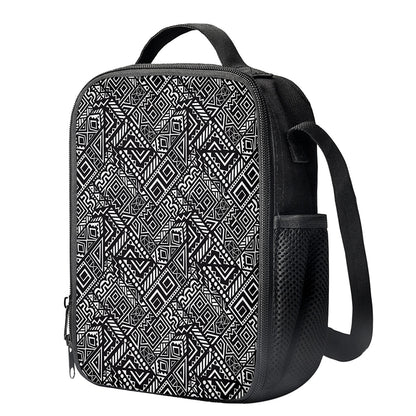 Black And White African Tribal Print Crossbody Lunch Bag