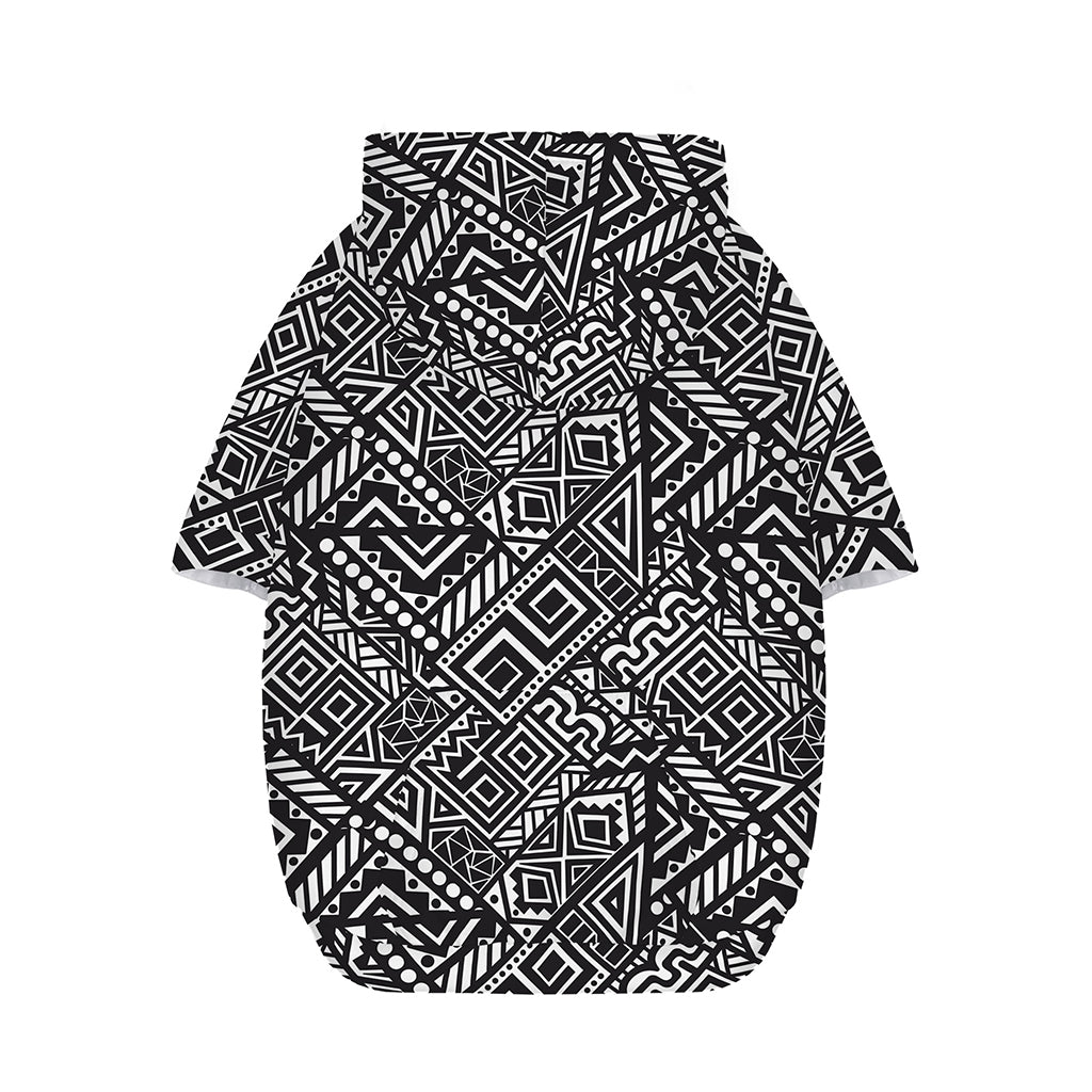 Black And White African Tribal Print Dog Zip Up Hoodie