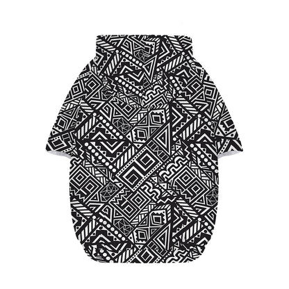 Black And White African Tribal Print Dog Zip Up Hoodie