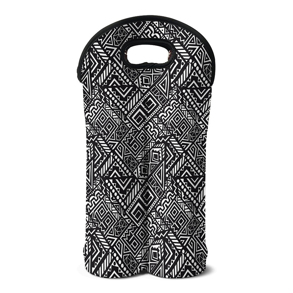 Black And White African Tribal Print Double Neoprene Wine Tote
