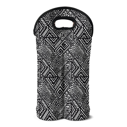 Black And White African Tribal Print Double Neoprene Wine Tote