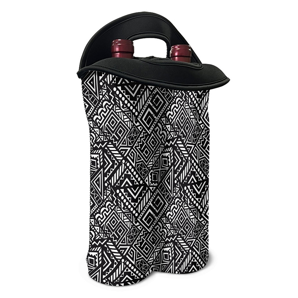 Black And White African Tribal Print Double Neoprene Wine Tote