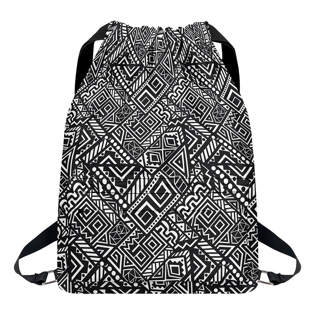 Black And White African Tribal Print Drawstring Backpack