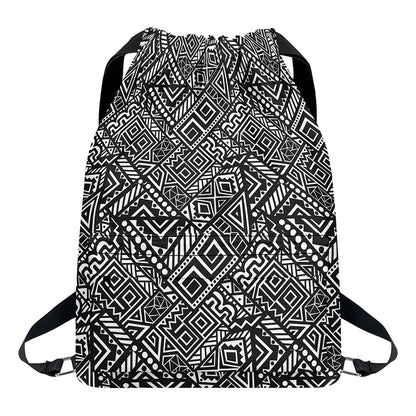 Black And White African Tribal Print Drawstring Backpack