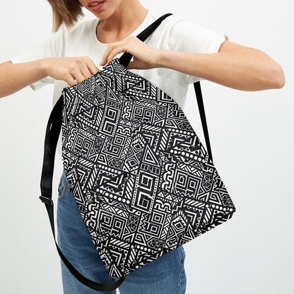 Black And White African Tribal Print Drawstring Backpack